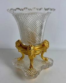 A MAGNIFICENT SIGNED ORMOLU MOUNTED BACCARAT CRYSTAL VASE