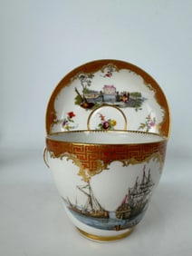 18TH C. MEISSEN CUP AND SAUCER