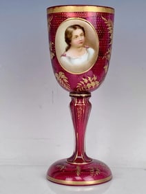19TH C. MOSER WINE GLASS