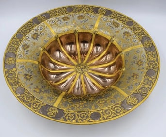 MAGNIFICENT GILT AND ENAMELED MOSER STYLE GLASS BOWL