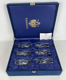 SET OF 6 FABERGE CRYSTAL SHOT GLASSES
