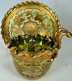 19TH C. MOSER CUP AND SAUCER