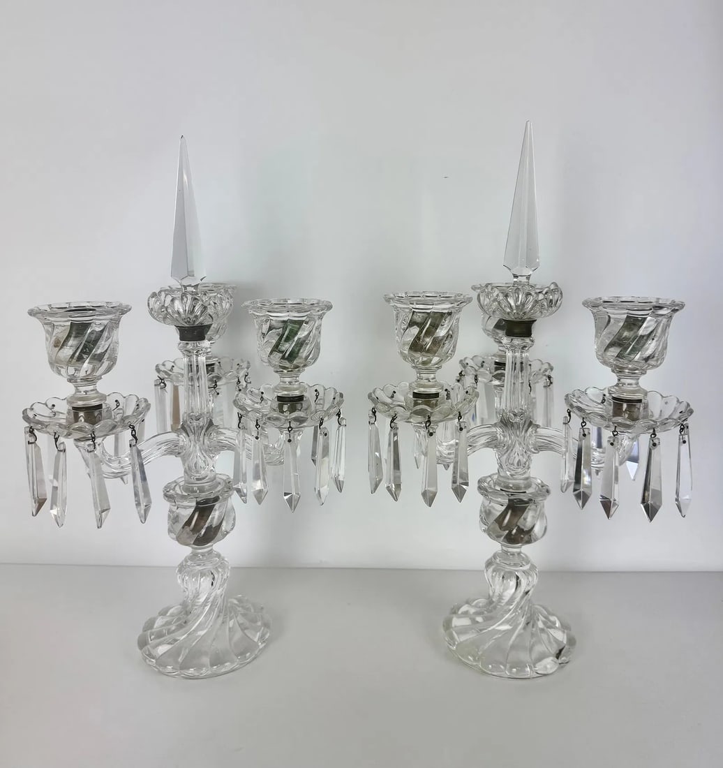 A PAIR OF SIGNED BACCARAT CANDELABRA (1 of 5)