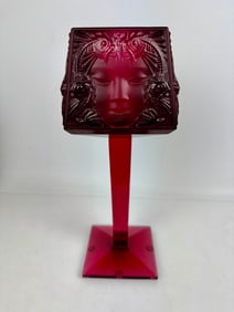 RED LALIQUE MASQUE DE FEMME VOTIVE CANDEL HOLDER
