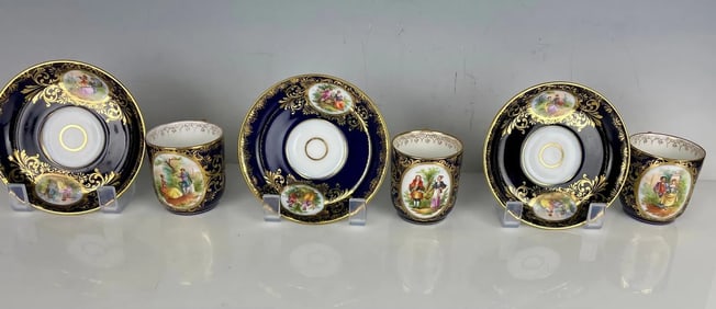 SET OF 3 ROYAL VIENNA CUP AND SAUCERS