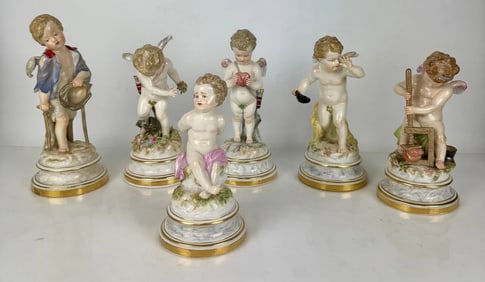 SET OF 6 MEISSEN CHERUBS
