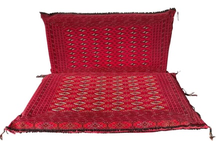A LARGE PAIR OF PERSIAN HAND KNOTTED PILLOWS