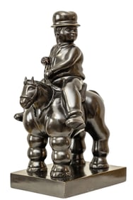 MAN ON THE HORSE FERNANDO BOTERO BRONZE SCULPTURE