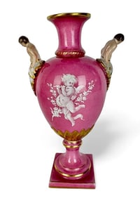 19TH C. MEISSEN FRENCH ENAMEL VASE