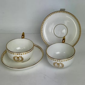 TWO IMPERIAL SEVRES CUP AND SAUCERS