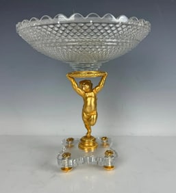 SIGNED DORE BRONZE AND BACCARAT CRYSTAL CENTERPIECE