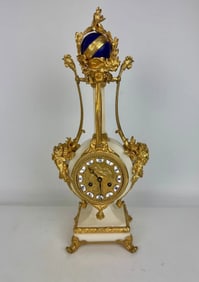 19TH C. ORMOLU MOUNTED MARBLE CLOCK