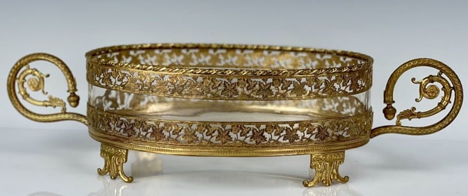 EMPIRE STYLE DORE BRONZE AND BACCARAT GLASS BOWL