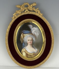 GERMAN PORCELAIN PLAQUE WITH A DORE BRONZE FRAME