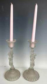 A PAIR OF BACCARAT CANDEL HOLDERS
