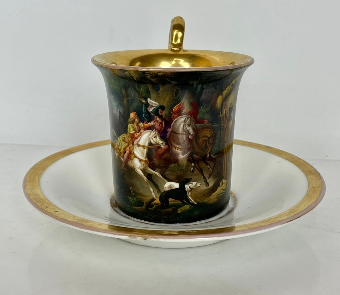 LARGE CONTINENTAL PORCELAIN CUP AND SAUCER (1 of 4)