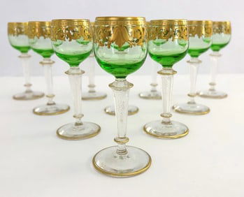 SET OF 10 MOSER CORDIAL GLASSES