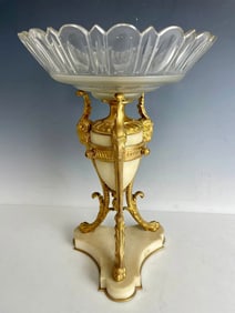 A LARGE DORE BRONZE MARBLE AND BACCARAT CRYSTAL CENTERPIECE