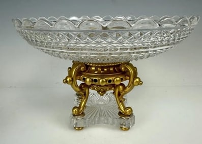 A SIGNED ORMOLU MOUNTED BACCARAT CRYSTAL CENTERPIECE