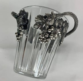 FRANKLIN MINT SILVERED BRONZE AND CRYSTAL ICE BUCKET