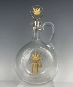 19TH C. GILT ETCHED BACCARAT GLASS DECANTER AND TOP