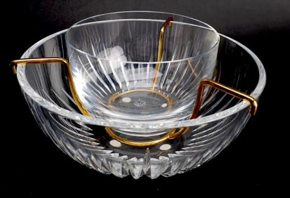 BACCARAT CRYSTAL AND GILT METAL CAVIAR DISH