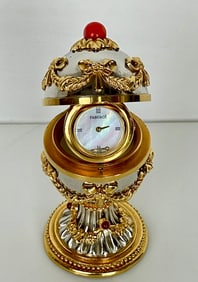 IMPERIAL FABERGE JEWELLED EGG SHAPED CLOCK