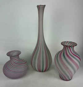 3MURANO STYLE GLASS VASES