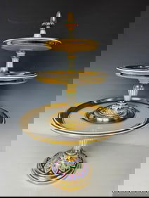 A LARGE BERLIN KPM ENAMELLED PORCELAIN CENTERPIECE