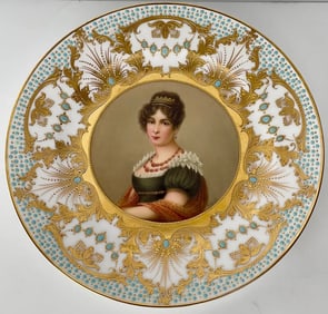 A JEWELLED ROYAL VIENNA PORCELAIN PLATE SIGNED WAGNER