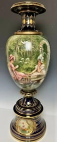 A LARGE ANTIQUE ROYAL VIENNA VASE 35 inches tall