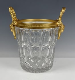 A LARGE ORMOLU MOUNTED BACCARAT STYLE ICE BUCKET