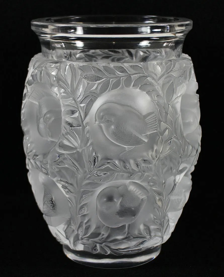 LALIQUE BAGATELLE VASE: Signed Lalique France. Measures approximately 6 3/4 inches tall and 4 3/8 inches wide at its rim. In excellent condition. Estimate $600-800