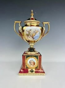 ROYAL VIENNA STYLE PORCELAIN VASE AND COVER