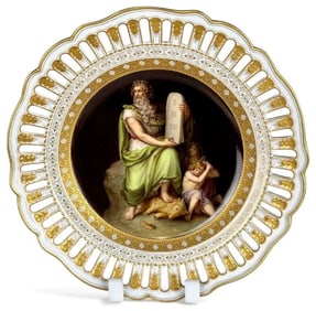 A MAGNIFICENT MASTER PAINTED RETICULATED MEISSEN PLATE