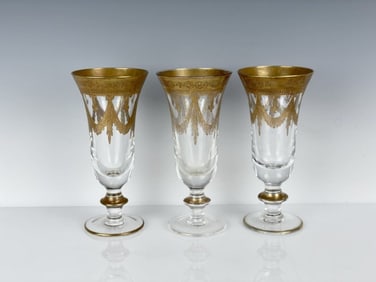 SET OF 3 GILT WINE GLASSES