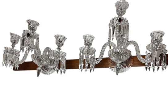 A PAIR OF SIGNED BACCARAT 3 LIGHT WALL SCONSES