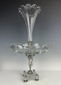 SILVERED BRONZE AND BACCARAT CRYSTAL CENTREPIECE
