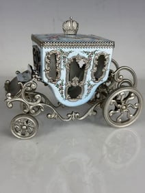 ANTIQUE AUSTRIAN ENAMEL CARRIAGE