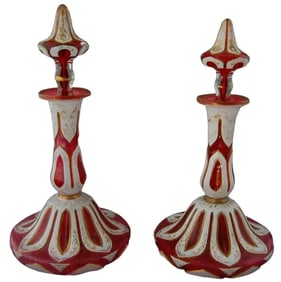 A LARGE PAIR OF MOSER GLASS PERFUME BOTTLES