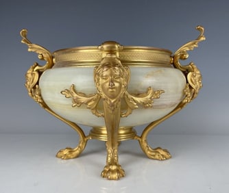 19TH C. DORE BRONZE AND ALABASTER PLANTER