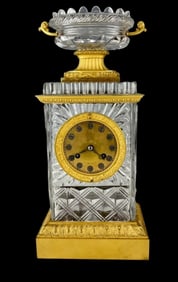 19TH C. ORMOLU MOUNTED BACCARAT CRYSTAL CLOCK