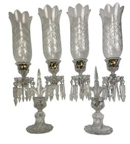 A PAIR OF SIGNED BACCARAT HURRICANE LAMPS