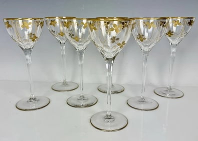 SET OF 6 GILT MOSER WINE GLASSES