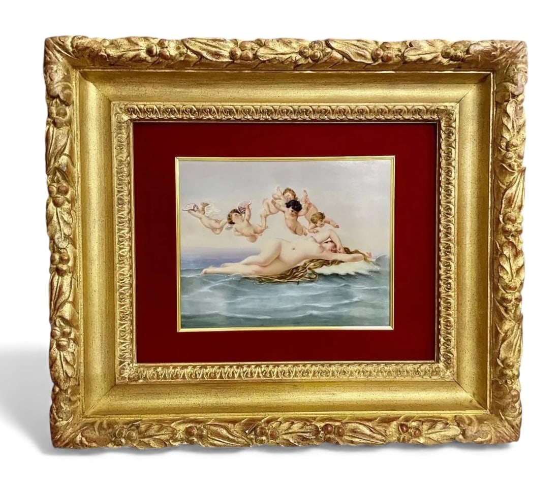 A LARGE BERLIN KPM PORCELAIN PLAQUE: Circa 1900. Porcelain measures 11 inches x 9 inches out of the frame. In good condition. Estimate $5.000-6.000