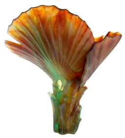 DAUM PALM MAGNUM PATE DE VERRE VASE BY EMILIO ROBBIA LTD EDITION