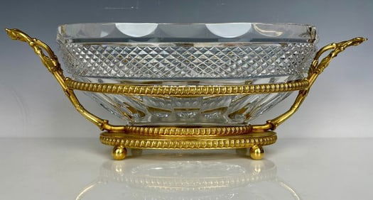 A LARGE DORE BRONZE AND BACCARAT STYLE CRYSTAL CENTREPIECE