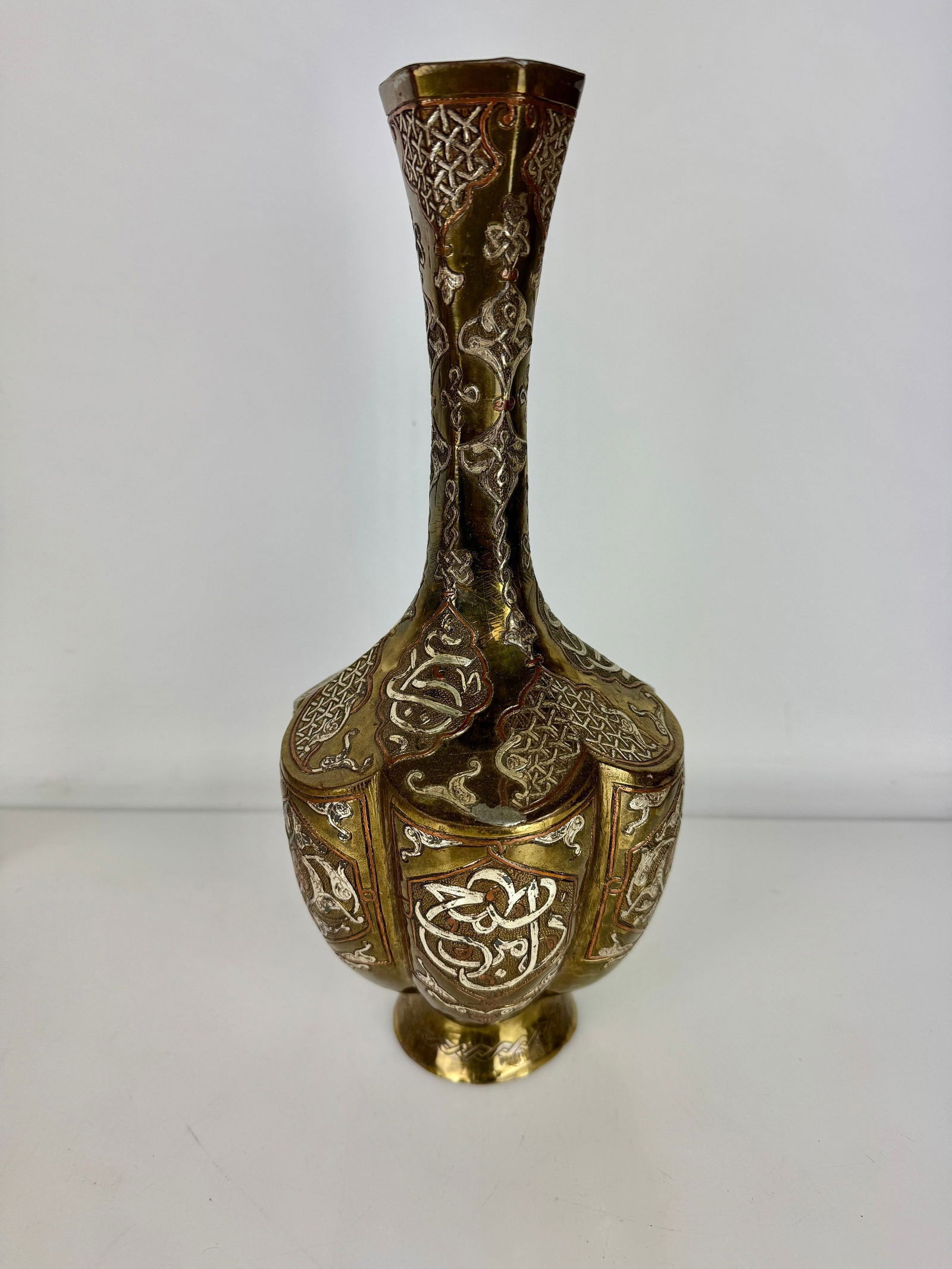 ISLAMIC SILVER INLAID VASE (1 of 3)