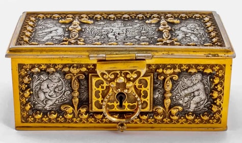 19TH C. ERHARD & SOHNE GILT AND SILVERED CASKET