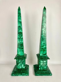 A PAIR OF MALACHITE OBLISQUES